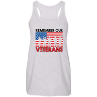 Load image into Gallery viewer, Designs by MyUtopia Shout Out:Remember Our Veterans US Flag Ladies Flowy Racer-back Tank Top,Vintage White / X-Small,Tank Tops
