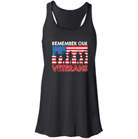 Load image into Gallery viewer, Designs by MyUtopia Shout Out:Remember Our Veterans US Flag Ladies Flowy Racer-back Tank Top,Black / X-Small,Tank Tops

