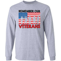 Load image into Gallery viewer, Designs by MyUtopia Shout Out:Remember Our Veterans US Flag Long Sleeve Ultra Cotton Unisex T-Shirt,Sport Grey / S,Long Sleeve T-Shirts
