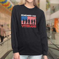 Load image into Gallery viewer, Designs by MyUtopia Shout Out:Remember Our Veterans US Flag Long Sleeve Ultra Cotton Unisex T-Shirt,Black / S,Long Sleeve T-Shirts

