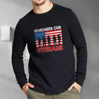 Load image into Gallery viewer, Designs by MyUtopia Shout Out:Remember Our Veterans US Flag Long Sleeve Ultra Cotton Unisex T-Shirt
