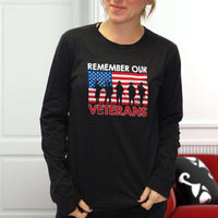 Load image into Gallery viewer, Designs by MyUtopia Shout Out:Remember Our Veterans US Flag Long Sleeve Ultra Cotton Unisex T-Shirt
