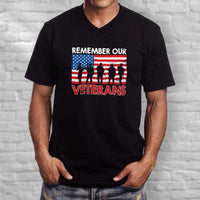 Load image into Gallery viewer, Designs by MyUtopia Shout Out:Remember Our Veterans US Flag Men&#39;s Printed V-Neck T-Shirt
