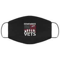 Load image into Gallery viewer, Designs by MyUtopia Shout Out:Remember Our Vets US Flag Adult Fabric Face Mask with Elastic Ear Loops,3 Layer Fabric Face Mask / Black / Adult,Fabric Face Mask
