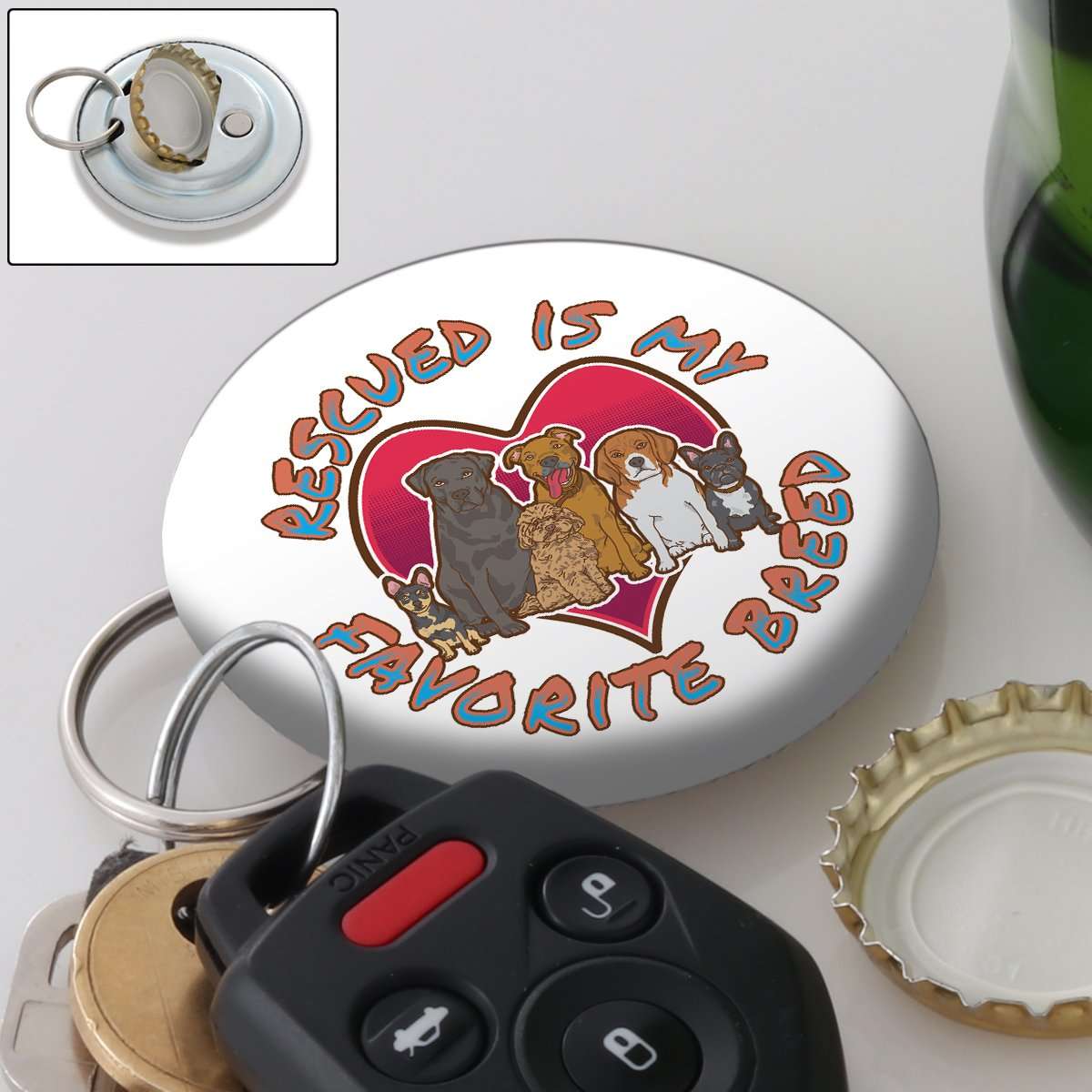 Designs by MyUtopia Shout Out:Rescued is my Favorite Dog Breed Magnetic Keychain and bottle opener