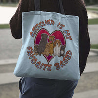 Load image into Gallery viewer, Designs by MyUtopia Shout Out:Rescued is my Favorite Dog Breed Re-usable Shopping Totebag
