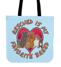 Load image into Gallery viewer, Designs by MyUtopia Shout Out:Rescued is my Favorite Dog Breed Re-usable Shopping Totebag

