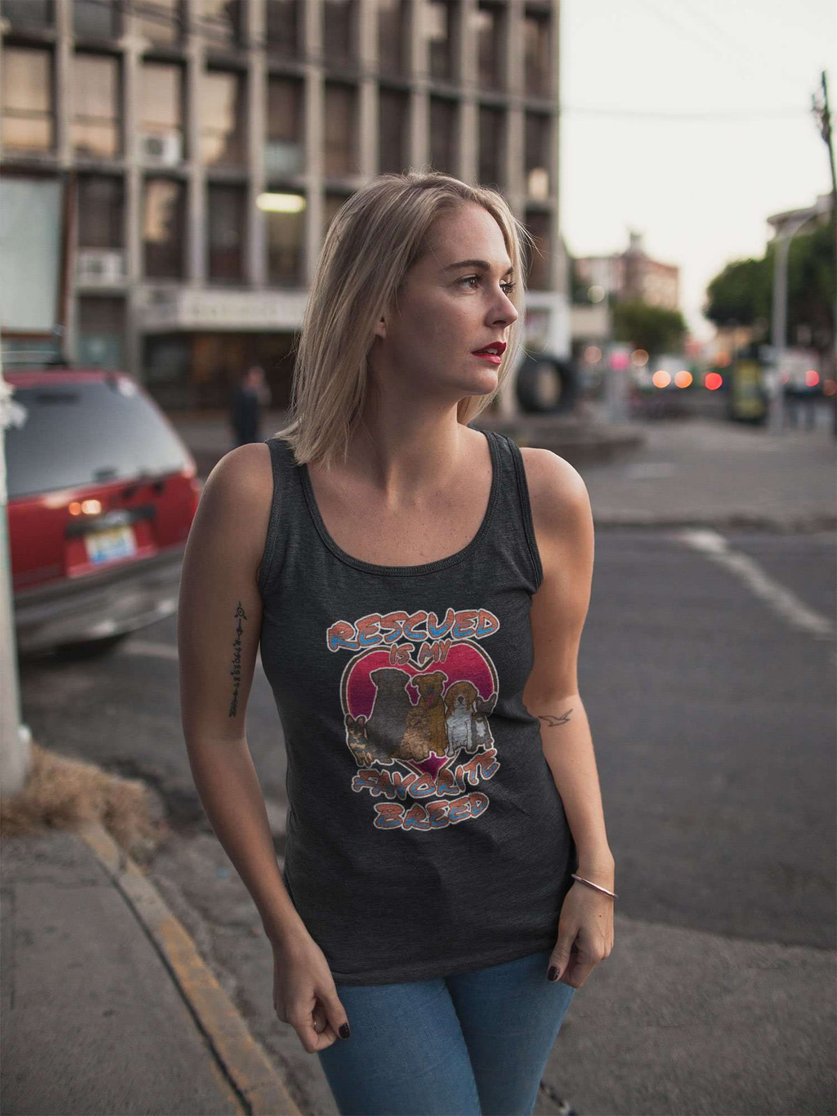 Designs by MyUtopia Shout Out:Rescued is my Favorite Dog Breed Unisex Tank Top