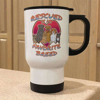Load image into Gallery viewer, Designs by MyUtopia Shout Out:Rescued Is My Favorite Dog Breed White Travel Mug
