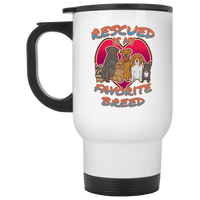 Load image into Gallery viewer, Designs by MyUtopia Shout Out:Rescued Is My Favorite Dog Breed White Travel Mug
