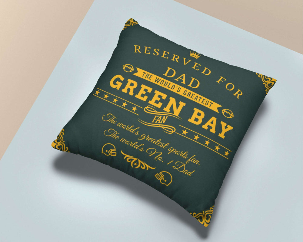 Designs by MyUtopia Shout Out:Reserved for #1 Dad Green Bay Fan Football Fan Personalizable Accent Pillowcase