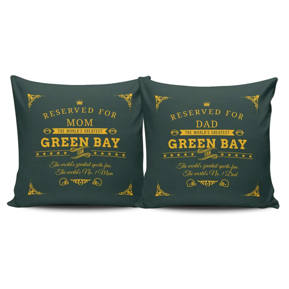 Designs by MyUtopia Shout Out:Reserved for #1 Dad / Mom Green Bay Fan Football Fan Accent Pillowcase
