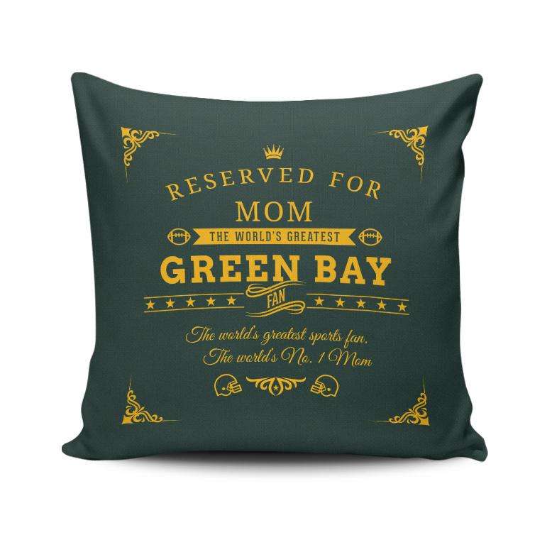 Designs by MyUtopia Shout Out:Reserved for #1 Dad / Mom Green Bay Fan Football Fan Accent Pillowcase,Mom / 17.5 x 17.5 inches,Pillowcases