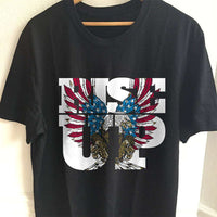 Load image into Gallery viewer, Designs by MyUtopia Shout Out:Rise Up Patriotic Eagle Adult Unisex Black T-Shirt,S / Black,Adult Unisex T-Shirt
