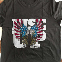 Load image into Gallery viewer, Designs by MyUtopia Shout Out:Rise Up Patriotic Eagle Adult Unisex Black T-Shirt
