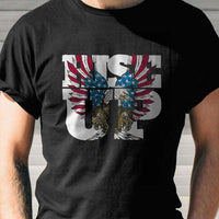 Load image into Gallery viewer, Designs by MyUtopia Shout Out:Rise Up Patriotic Eagle Adult Unisex Black T-Shirt
