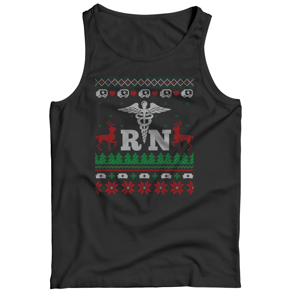 Designs by MyUtopia Shout Out:RN (Registered Nurse) Ugly Christmas Shirt,Tank Top / S / Black,Tank Tops
