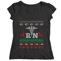 Load image into Gallery viewer, Designs by MyUtopia Shout Out:RN (Registered Nurse) Ugly Christmas Shirt,Ladies Classic Shirt / S / Black,Tank Tops

