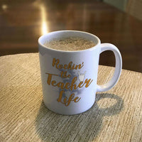 Load image into Gallery viewer, Designs by MyUtopia Shout Out:Rockin&#39; The Teacher Life White Coffee Mug
