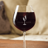 Load image into Gallery viewer, Designs by MyUtopia Shout Out:Romance Wine Glass Set (Pair) Personalized Engraved
