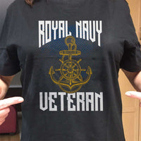 Load image into Gallery viewer, Designs by MyUtopia Shout Out:Royal Navy Veteran Adult Unisex Cotton Short Sleeve T-Shirt
