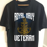 Load image into Gallery viewer, Designs by MyUtopia Shout Out:Royal Navy Veteran Adult Unisex Cotton Short Sleeve T-Shirt,S / Black,Adult Unisex T-Shirt
