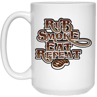 Load image into Gallery viewer, Designs by MyUtopia Shout Out:Rub Smoke Eat Repeat Ceramic Coffee Mug - White,15 oz / White,Ceramic Coffee Mug

