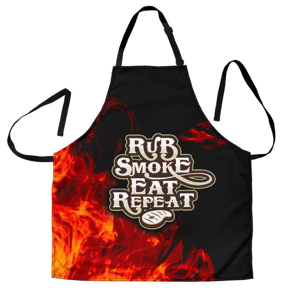 Designs by MyUtopia Shout Out:Rub Smoke Eat Repeat Funny Apron, Kitchen, Baking, BBQ, Grilling,Men's Apron / Universal Fit,Apron