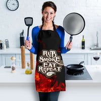 Load image into Gallery viewer, Designs by MyUtopia Shout Out:Rub Smoke Eat Repeat Funny Apron, Kitchen, Baking, BBQ, Grilling
