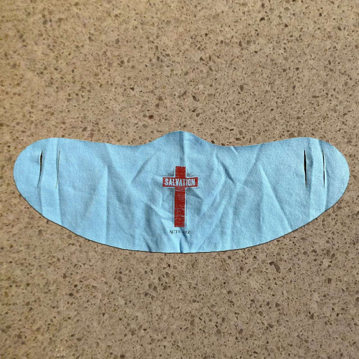 Designs by MyUtopia Shout Out:Salvation Acts 4:12 Fabric Face Covering / Face Mask,Light Blue,Fabric Face Mask