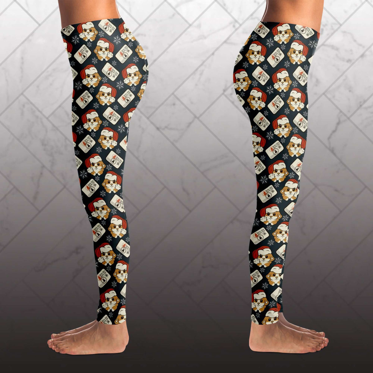 Designs by MyUtopia Shout Out:Santa Corgi Christmas Animal Print Ladies Fashion Leggings,XS,Leggings - AOP