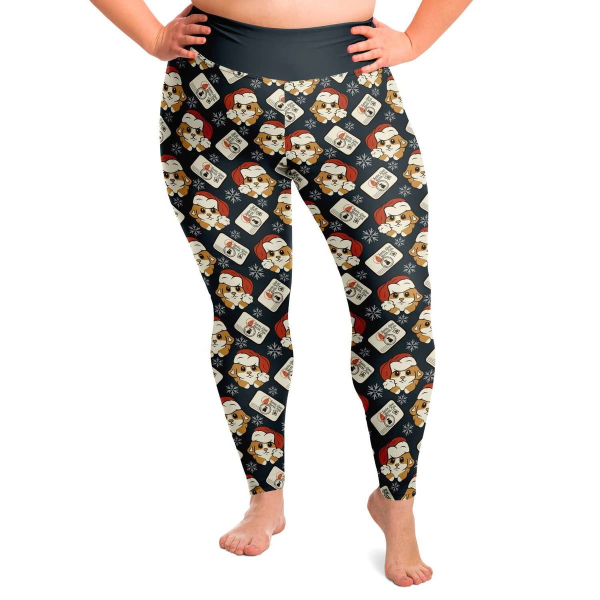 Designs by MyUtopia Shout Out:Santa Corgi Christmas Animal Print Plus Size Ladies Fashion Leggings,2XL,Plus Size Legging - AOP