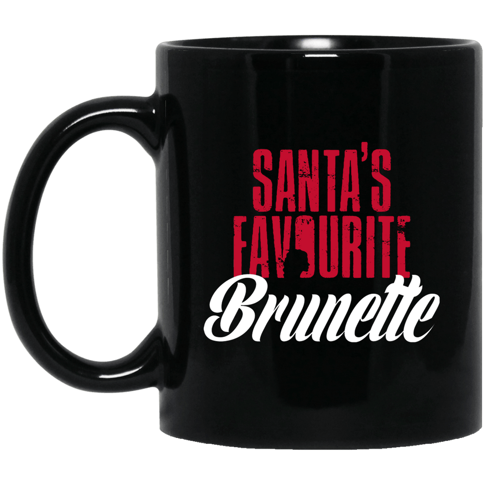 Designs by MyUtopia Shout Out:Santa's Favourite Brunette - Ceramic Coffee Mug - Black,Black / 11 oz,Apparel