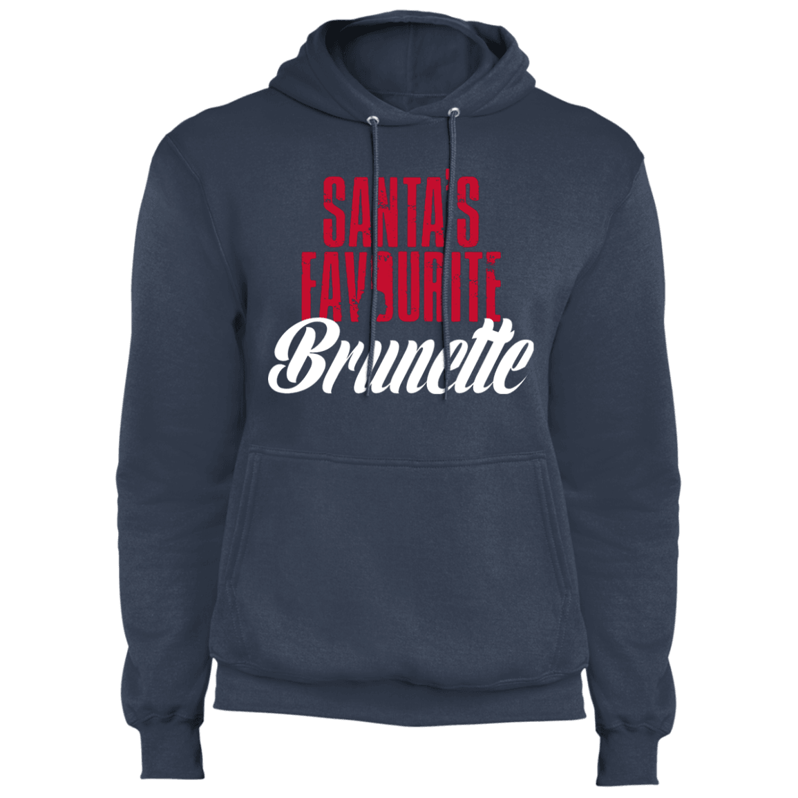 Designs by MyUtopia Shout Out:Santa's Favourite Brunette - Core Fleece Unisex Pullover Hoodie,Navy / S,Sweatshirts