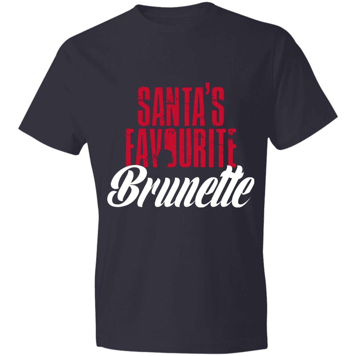 Designs by MyUtopia Shout Out:Santa's Favourite Brunette - Lightweight Unisex T-Shirt,Navy / S,Adult Unisex T-Shirt