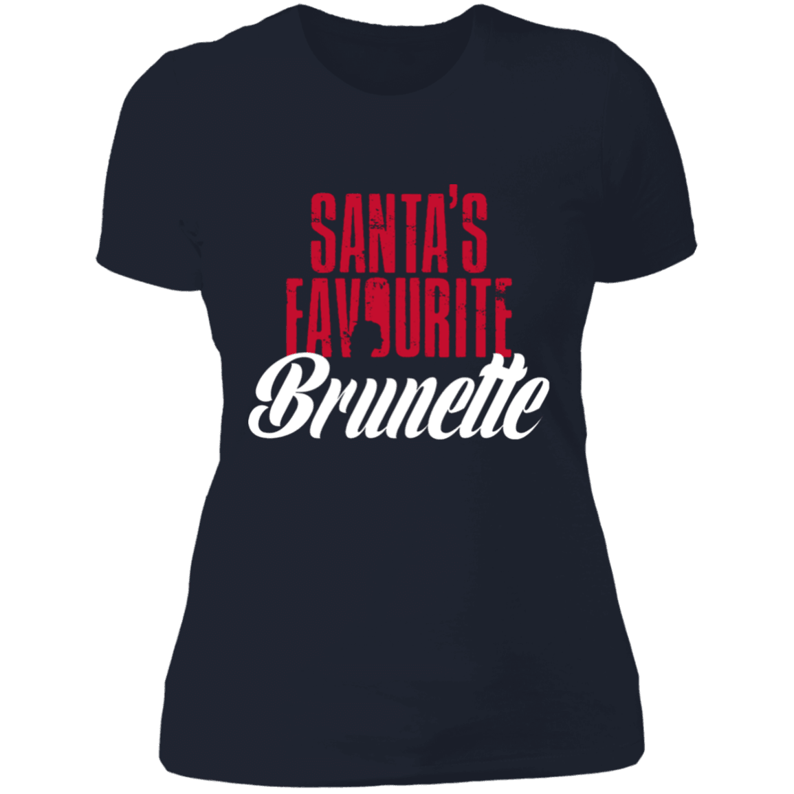 Designs by MyUtopia Shout Out:Santa's Favourite Brunette - Ultra Cotton Ladies' T-Shirt,Midnight Navy / X-Small,Ladies T-Shirts