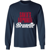 Load image into Gallery viewer, Designs by MyUtopia Shout Out:Santa&#39;s Favourite Brunette - Ultra Cotton Long Sleeve T-Shirt,Navy / S,Long Sleeve T-Shirts
