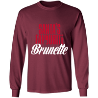 Load image into Gallery viewer, Designs by MyUtopia Shout Out:Santa&#39;s Favourite Brunette - Ultra Cotton Long Sleeve T-Shirt,Maroon / S,Long Sleeve T-Shirts
