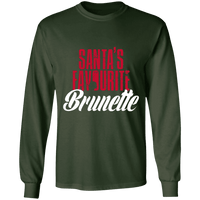 Load image into Gallery viewer, Designs by MyUtopia Shout Out:Santa&#39;s Favourite Brunette - Ultra Cotton Long Sleeve T-Shirt,Forest Green / S,Long Sleeve T-Shirts
