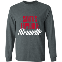 Load image into Gallery viewer, Designs by MyUtopia Shout Out:Santa&#39;s Favourite Brunette - Ultra Cotton Long Sleeve T-Shirt,Dark Heather / S,Long Sleeve T-Shirts
