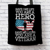 Load image into Gallery viewer, Designs by MyUtopia Shout Out:Save Millions You Are A Veteran Fabric Totebag Reusable Shopping Tote
