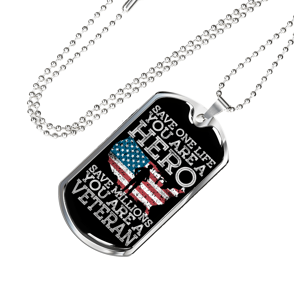 Designs by MyUtopia Shout Out:Save Millions You Are A Veteran Personalized Engravable Keepsake Dog Tag,Silver / No,Dog Tag Necklace