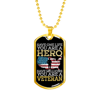 Load image into Gallery viewer, Designs by MyUtopia Shout Out:Save Millions You Are A Veteran Personalized Engravable Keepsake Dog Tag

