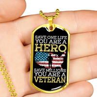 Load image into Gallery viewer, Designs by MyUtopia Shout Out:Save Millions You Are A Veteran Personalized Engravable Keepsake Dog Tag
