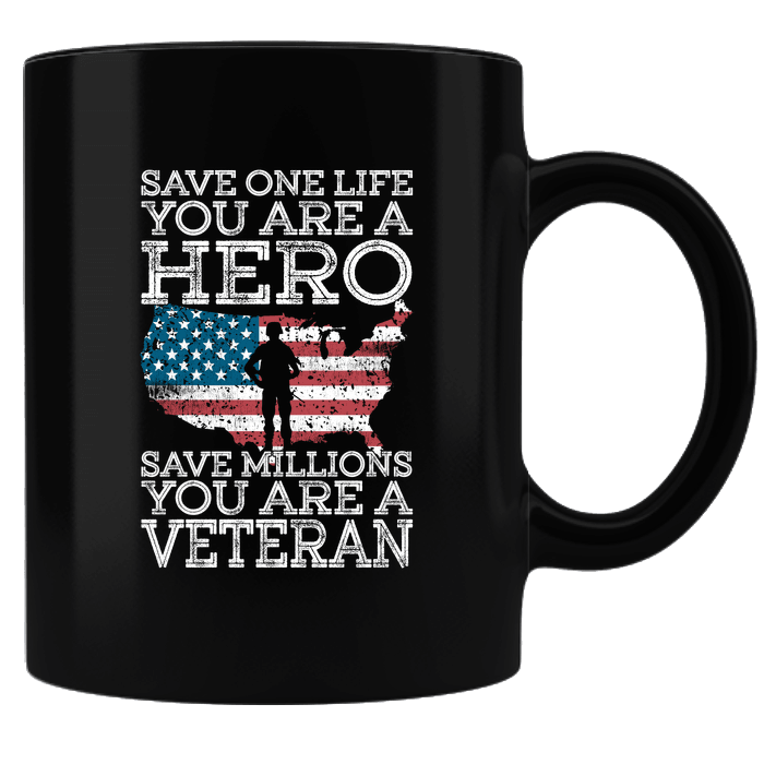 Designs by MyUtopia Shout Out:Save One Life You Are A Hero Black Coffee Mug,Black,Ceramic Coffee Mug