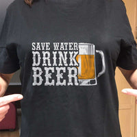 Load image into Gallery viewer, Designs by MyUtopia Shout Out:Save Water Drink Beer Drinking Humor Unisex T-Shirt

