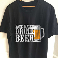 Load image into Gallery viewer, Designs by MyUtopia Shout Out:Save Water Drink Beer Drinking Humor Unisex T-Shirt,S / Black,Adult Unisex T-Shirt
