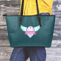 Load image into Gallery viewer, Designs by MyUtopia Shout Out:SC Nurse Faux Leather Totebag Purse,Large (11 x 17 x 6) / Green,tote bag purse
