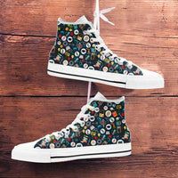 Load image into Gallery viewer, Designs by MyUtopia Shout Out:School Images all over print Teacher Canvas High Top Shoes
