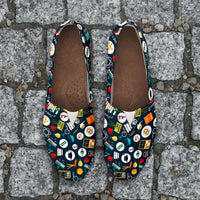 Load image into Gallery viewer, Designs by MyUtopia Shout Out:School Images all over print Teacher Casual Canvas Slip on Shoes Women&#39;s Flats
